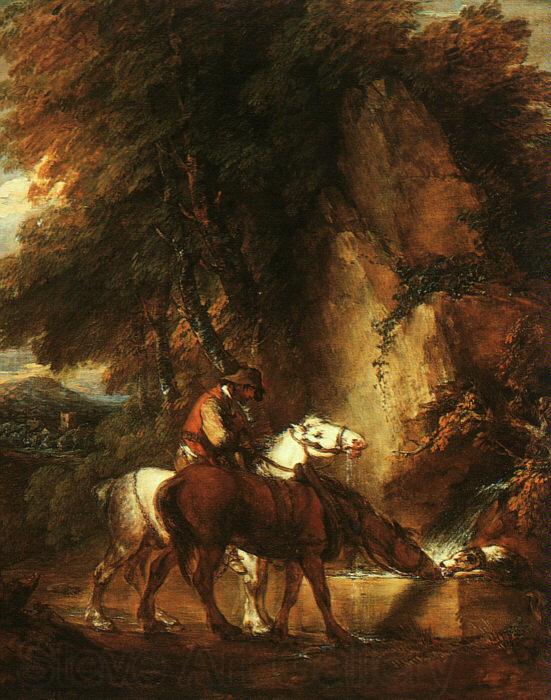 Thomas Gainsborough Wooded Landscape with Mounted Drover Norge oil painting art